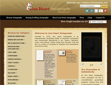 Tablet Screenshot of lionheartautographs.com